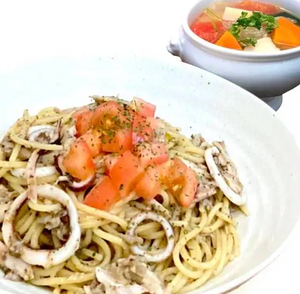 白身魚の黒オリーブソースパスタ(タプナード) セット