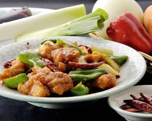 唐揚げとピーマンの唐辛子炒めのお弁当