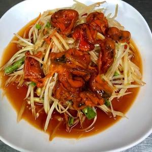 ソムタム プー プラーラー(発酵魚と蟹のソースサラダ) Papaya Salad with Fermented Fish ＆ Crab