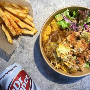 【当店人気No.2】スパイシーチーズタコス・チキンオーバーライスセット / Spicy Cheese Tacos Chicken Over Rice Set
