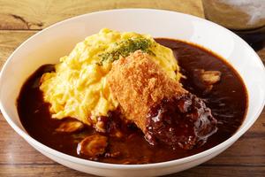 【名物】カニクリームコロッケオムハヤシ Crab Cream Croquette Omu-Hayashi