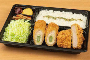 とんかつ新宿さぼてん アスパラとチーズのロース巻きかつとヒレ弁当