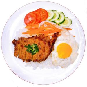 焼きリブカツ+卵定食