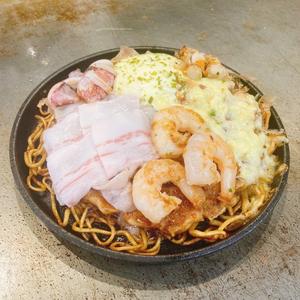 関西お好みMIXチーズ玉 もだん焼き(豚・イカ・海老・帆立・チーズ・麺)【マヨ】