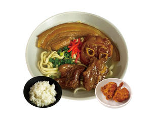 【豪華満足セット】デラックス沖縄そば+からあげ2個ご飯セット(麺200g)