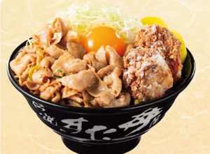 伝説のすた丼屋人気No.4 唐揚げ合盛りすた丼