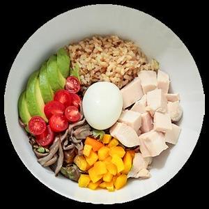 プロテインラボボウル(チキン) ～美しく痩せる～ 531kcal タンパク質:46g 脂質:16g 糖質:43g