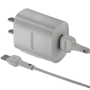 2.1A完全互換スマート急速充電キット、白、Type-Cデータケーブル付き、耐火素材、同期整流、スマートチップ搭載