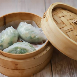 にらと海老の蒸し餃子、鮮蝦韮菜餃Steamed leek and shrimp dumpling