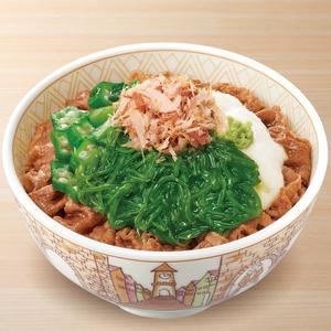 山かけめかぶオクラ牛丼 Gyudon with Grated Yam, Mekabu Seaweed & Okra