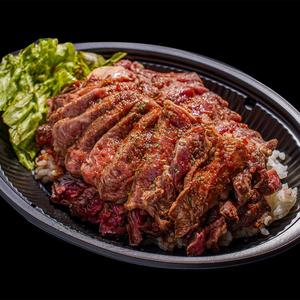 肉360gリブロースステーキ丼|360g Grass-fed beef rib eye rice bowl