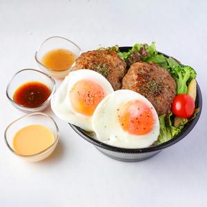 ダブル月見ハンバーグライスボウル