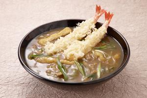 海老天肉カレーうどん