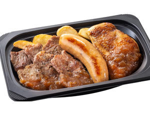 (おかず)やわらかカットステーキ約120g＆ジャンボフランク＆炭焼き風チキングリル