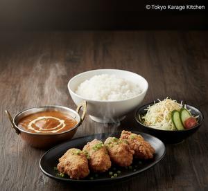 から揚げカレーライスとサラダセット  4P Karaage Curry Rice and Salad Set