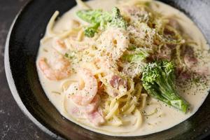 エビベーコンクリームパスタ