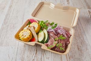 季節のグリル野菜とハラミ、タン塩、ローストビーフのお弁当
