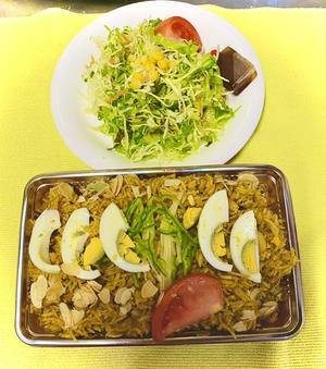 チキンビリヤニとサラダ/chicken Biryani with salad