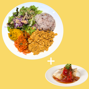 キーマカレーたらの黒酢あんかけPLATE