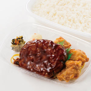 デミグラスハンバーグ＆から揚弁当