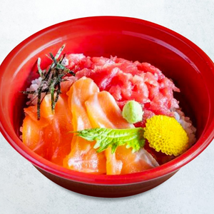 まぐろ中落サーモン丼