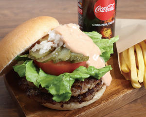 F-1158】フレッシュダブルハンバーガーセットDouble Burger with fresh vegetables Set
