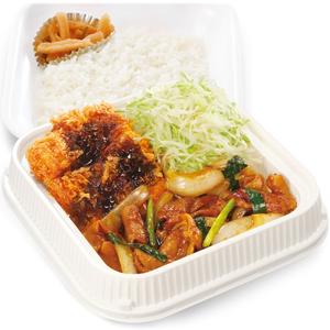 かつや モツ野菜炒めとチキンカツの合い盛り弁当