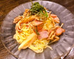 ベーコンと色々きのこの和風パスタ