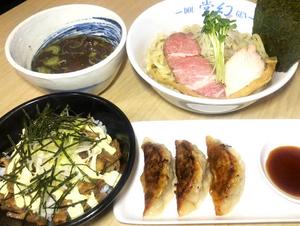 木桶仕込み生油つけめん+チャーマヨ丼+あぐー豚餃子