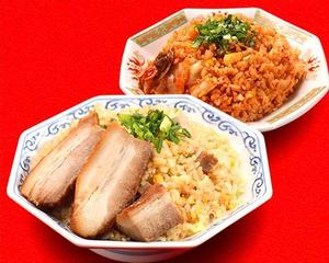 煮豚 炒飯とキムチ炒飯セット Boiled Pork Fried Rice and Kimchi Fried Rice Set