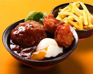 デミたま唐揚げハンバーグ セットフライドポテト