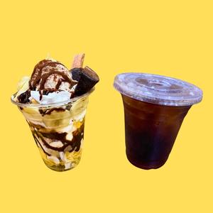チョコバナナパフェ+アイスコーヒーセットChocolate banana parfait + iced coffee set