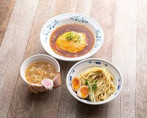 サバ濃厚鶏つけ麺+半天津飯