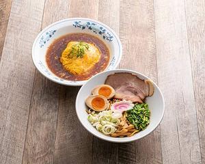 サバまぜそば+半天津飯