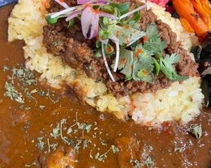 キーマカレーとチキンカレーの2種盛り
