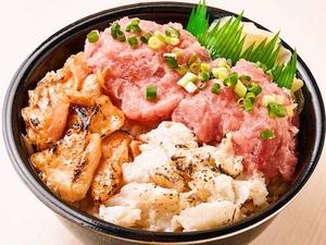 魚丼 焦がしバター油サーモン炙りアブラカレイねぎとろ丼