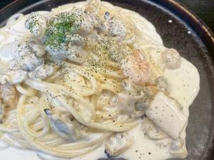 魚介のクリームスパゲッティ！