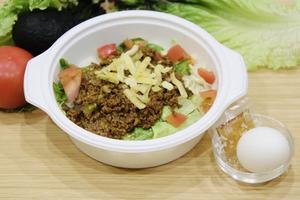 半熟卵タコライス half boil egg taco rice