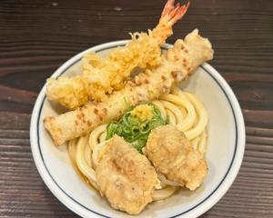 頑陣天うどん Ganjin Tempura Udon (Chicken, Shrimp ＆ Chikuwa Tempura)