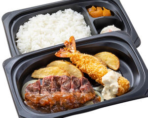 みすじステーキ約100g＆プリプリ大エビフライ弁当