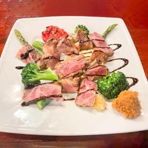 和牛ロースのグリエ,蝦夷わさび添え