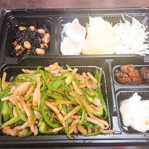 肉ピーマン細切り炒め定食