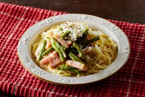 アスパラベーコンのカルボナーラ Asparagus Bacon Carbonara