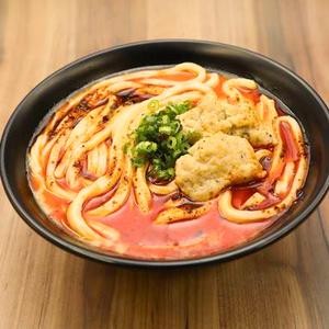 つくねの麻辣鶏白湯うどんChicken meat balls Spicy Chicken white soup udon