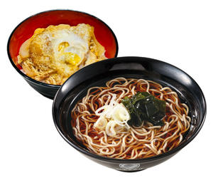 温ミニかつ丼セットそば 又は うどん Mini Cutlet Rice Bowl + WarmSoba/Udon