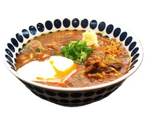 スタミナ肉盛り温玉カレーうどん (ニンニク入り)