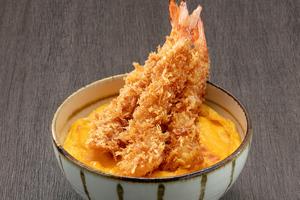 豪華絢爛!海老フライ焼きかつ丼