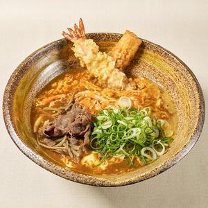 カレー・玉子とじうどんに人気トッピングのせ Curry Egg Wrap Udon with Popular Toppings