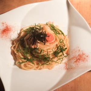 生パスタを使った明太子のバターソース