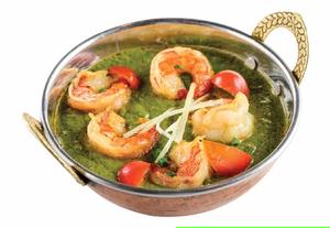 サグプラウンマサラ+ナン・Sag Prawn Masala＆Naan